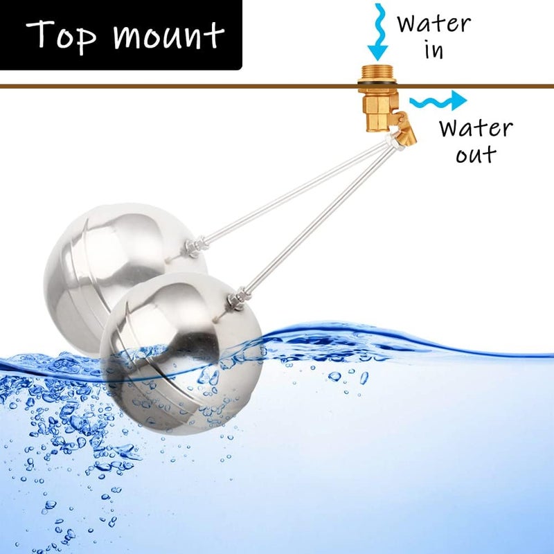 Uenede Float Ball Valve DN20 3/4" Male Thread Stainless Steel Floating Ball Brass Valve Automatic Switch for Stock Tank Pool Water Level Control - Image 5